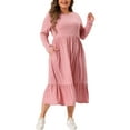 thumbnail image 1 of Vestido de Pascua de Talla Grande para Mujeres Agnes Orinda, Manga Larga, Corto en A con Bolsillos 2X Rosa, 1 of 5