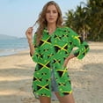 thumbnail image 3 of Xixirimido Green Jamaican Flag Print Women's Casual Beach Cover Up Shirt Dress Long Sleeve Button Down Swimwear Cover Up with Side Slits and Curved Hem, Size XL, 3 of 7