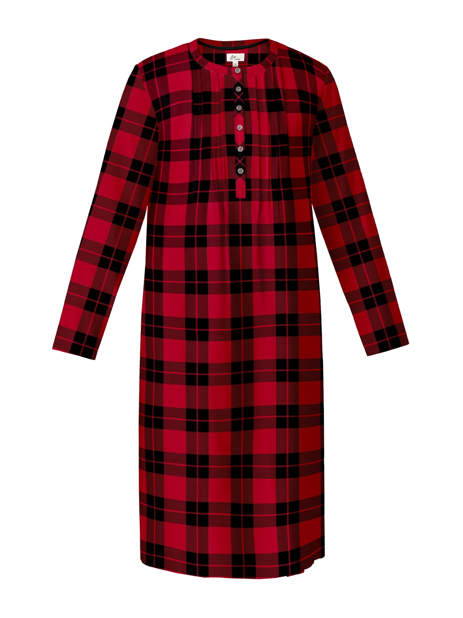 Aria Women’s 100% Cotton Woven Flannel Long Sleeve 44" Nightgown, Sizes XS-3X
