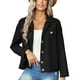 thumbnail image 5 of Women  Jacket, Shirt Coat Slim Fit With False Pockets For Dating For Work ANGGREK Negro L, 5 of 8