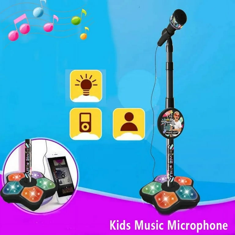 Kids Microphone with Stand Karaoke Song Music Instrument Toys  Brain-Training Educational Toy Birthday Gift for Girl Boy,Black 
