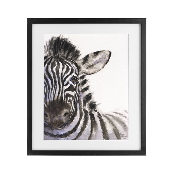 Stupell Industries Zebra Portrait on White Black Framed Print Under Glass, design by George Dyachenko