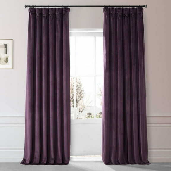 HPD Half Price Drapes Signature Plum Blossom Plush Velvet Hotel Blackout Curtains (1 Panel), 50W X 108L