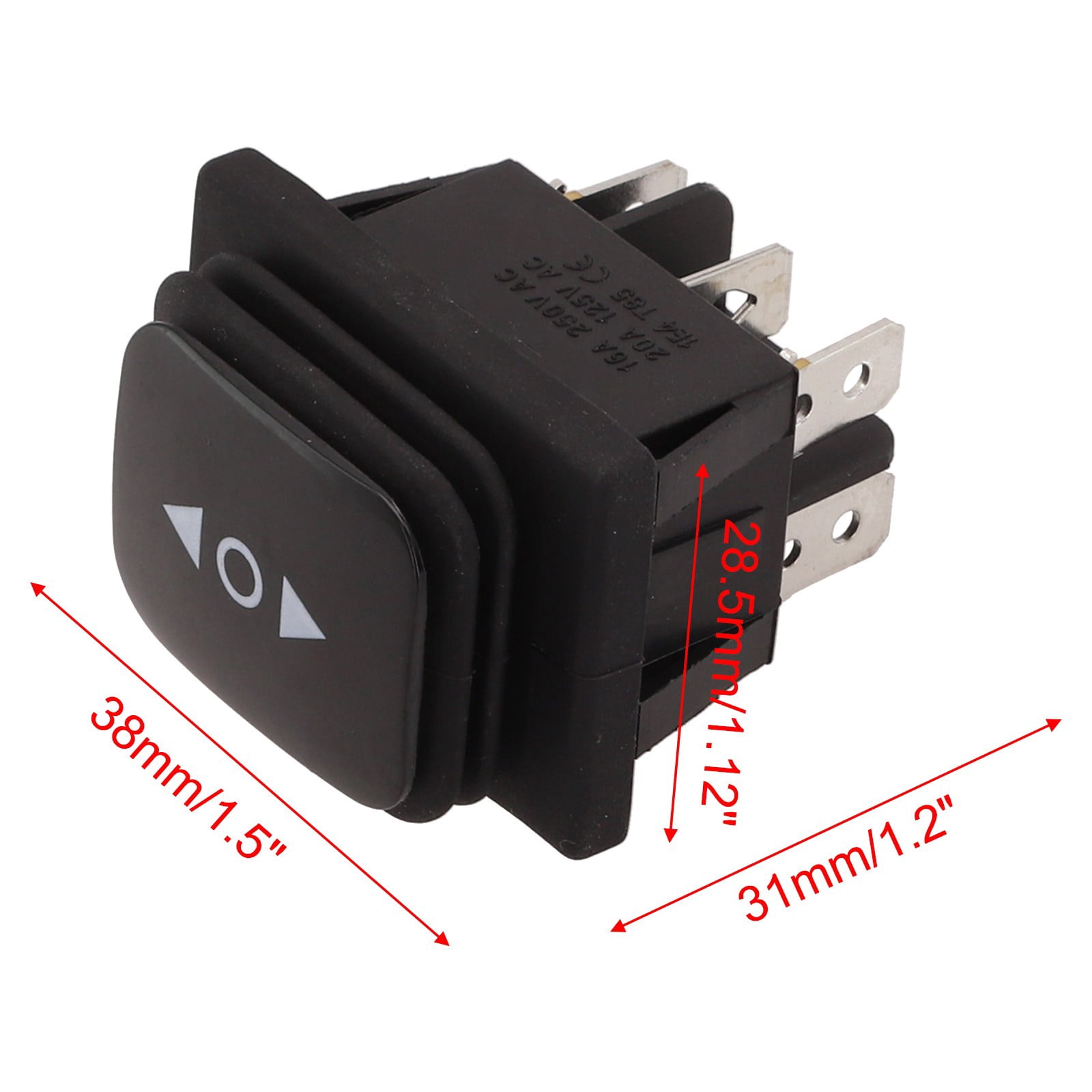 Interrupteur Inverseur étanche 6 Broches - 20A/125V AC, Momentané, Pour Actionneur Linéaire, Moteur DC, Noir - 10