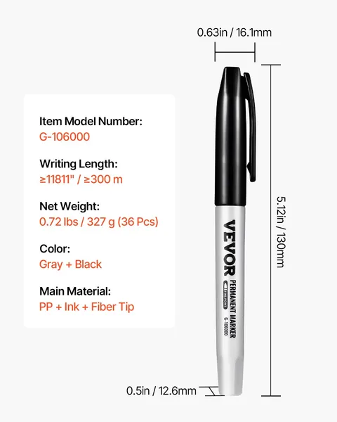 Permanent Markers 36 Count Black Fine Tip Waterproof Fade Resistant