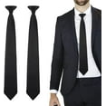 thumbnail image 2 of Men Suit Tie Father Gift Adjustable Doorman Uniform Wedding Engagement Necktie Funeral Casual Graduation Party Accessory 2PCS Black, 2 of 8