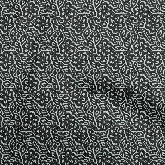 oneOone Polyester Spandex Black Fabric Asian Dabu Print Sewing Material Print Fabric By The Yard 56 Inch Wide