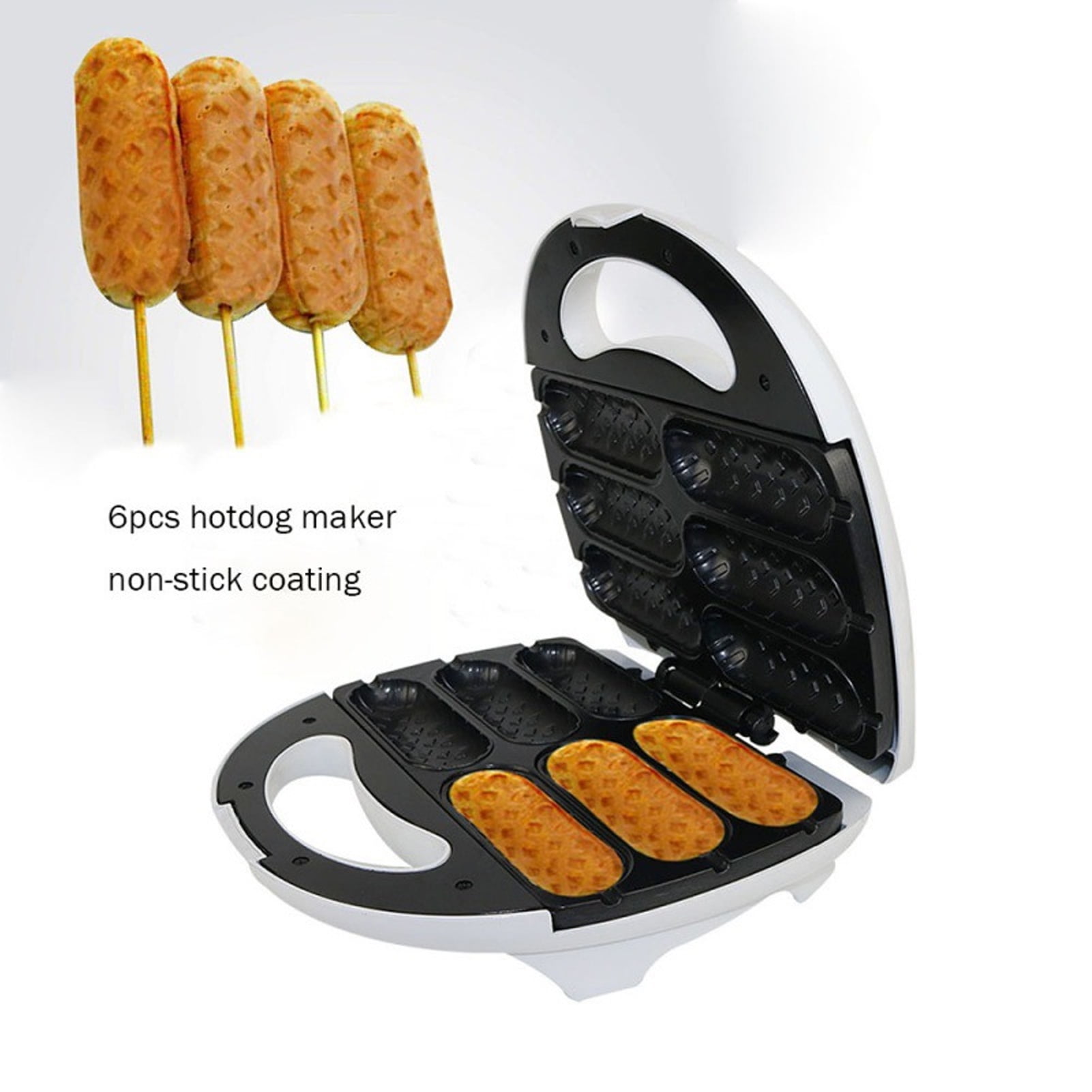Corn Dog Maker 750W Waffle Corn Dog Maker ABS 6 Mini Corn Dogs Machine Non Stick Corn Dog Machine Electric Hot Dog Maker for Home Restaurant Kitchen