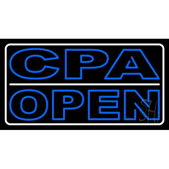 Double Stroke Cpa Open LED Neon Sign 13 x 24 - inches, Black Square Cut Acrylic Backing, with Dimmer - Bright and Premium built indoor LED Neon Sign for Defence Force.
