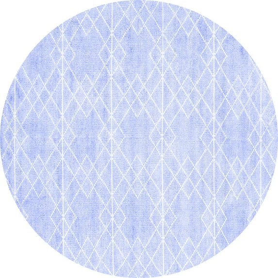 Ahgly Company Indoor Round Abstract Blue Contemporary Area Rugs, 7' Round