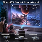 FUDONI Projector with WiFi and Bluetooth, Native 1080P Outdoor Movie Projectors 4k Supported, Highlight Portable Home Theater Projector Max 300