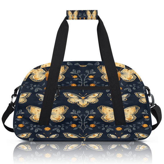 Herdesigns Floral Butterflies Sports Duffle Bag for Women & Men, Butterfly Gym Bag Dance Bag Overnight Bag Carry On Weekender Travel Bag