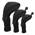 thumbnail image 1 of 3pcs Mesh Golf Cover Headcover with No. Tag for 400cc Driver , Black, 31cm, 1 of 8