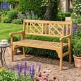 thumbnail image 5 of Costway Patio Outdoor Solid Wood Bench Folding Loveseat Chair Park Garden Deck Furniture, 5 of 10