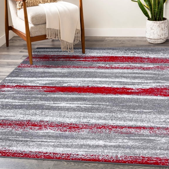 Luxe Weavers Victoria Collection 9085 Red 8x10 Abstract Area Rug