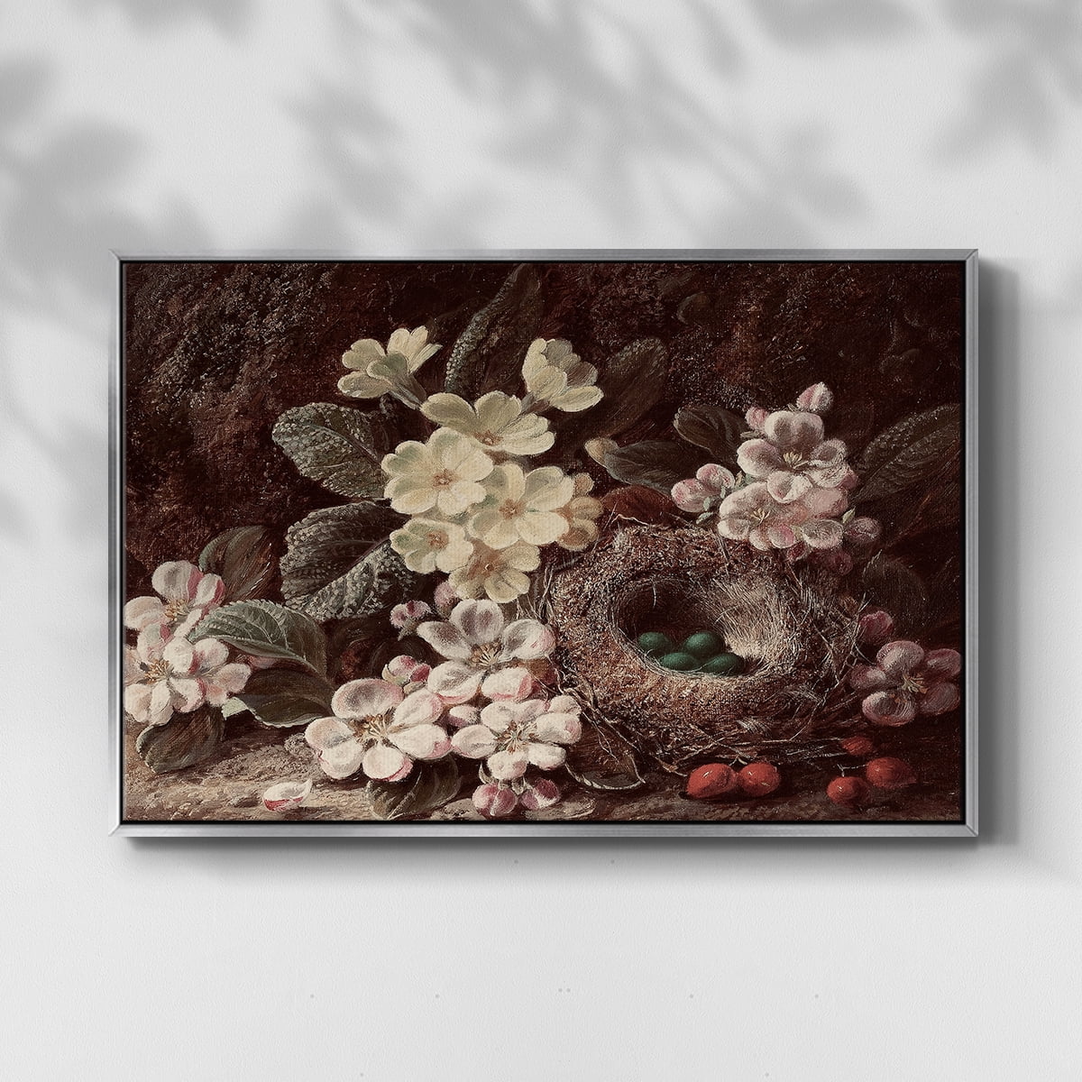 Vintage Botanical Print-LI By Wexford Home Framed in Silver Wood Gallery Wrapped Canvas 25 in. x 37 in.