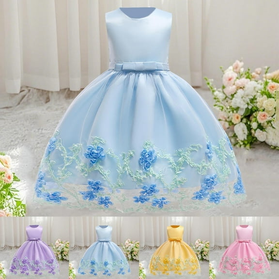 Miluxas Baby Girls Dress Toddler Flower Girl Dresses Birthday Party Princess Dresses Sleeveless Tutu Pageant Dress Yellow 9 Years