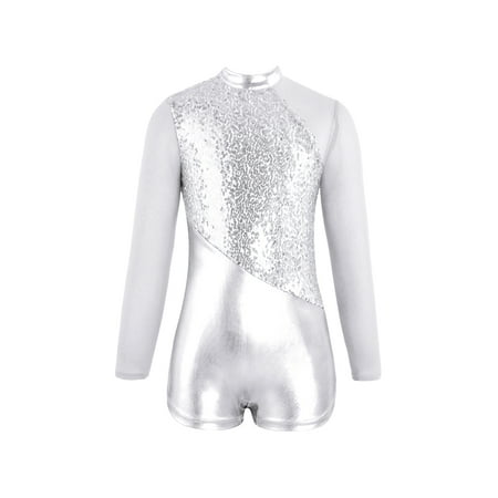 YEAHDOR Big Girls Mesh Long Sleeve Contrast Color Dance Gymnastics Leotard Sizes 6-16