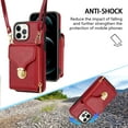 thumbnail image 4 of ELEHOLD Crossbody Wallet Case for iPhone 13 Pro Max 6.7",Premium Leather Case with Card Holders Zipper Pocket Metal Snap Stand Function Detachable Shoulder Strap Luxury Case for Women,Red, 4 of 7
