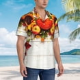 thumbnail image 6 of Uemuo Thanksgiving With Autumn Printed Regular Fit Short Sleeve Casual Hawaiian Shirt for Men,Aloha shirt,Tropical shirt,Floral print shirt,Vacation Beach shirt-Small, 6 of 9