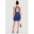 thumbnail image 3 of Women's Halter Neck Cutout Zip Back Denim Mini Dress, 3 of 3