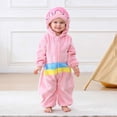 thumbnail image 2 of Eltusu Girls Flannel Bodysuit, Hooded Cute Long Sleeve Warm Winter Romper Pink Size 7-12 Months, 2 of 7