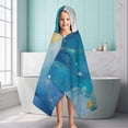 thumbnail image 6 of Blue Gold Wave Marble Pattern Hooded Bath Towel，60"x35" for Ages 3 To 12 Kids, Quick Dry Lightweight Soft Microfiber Hood Beach Towel Cover Up for Kids, 6 of 7
