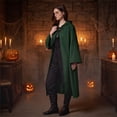 thumbnail image 4 of Women's Hooded Cape Halloween Costume Medieval Grim Reaper Cloak with Tie Closure and Cape Sleeves Polyester Hooded Robe for Cosplay Parties Green, 4 of 6