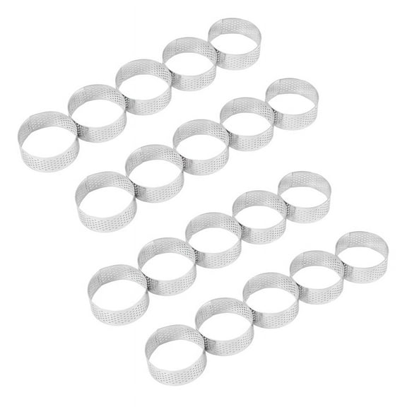 20 Pack 5cm Stainless Steel Tart Ring, Heat- Perforated Cake Mousse Round Ring