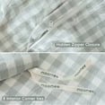 thumbnail image 4 of MooMee Gingham Duvet Cover Set Queen 100% Washed Cotton Linen Like Textured Breathable Lightweight 3-Piece (Northern Droplet Grey, 90"x90"), 4 of 8
