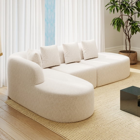 Daluvenix 114 Inch Boneless Couches for Living Room Modern Modular Sectional Sofa with Left Chaise L-Shape Cloud Sectional Couch