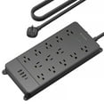 thumbnail image 1 of TROND Regleta protectora contra sobretensiones, 4000 julios, certificación ETL, expansión de 13 tomas de corriente ampliamente espaciadas con 4 puertos USB C, enchufe plano de perfil bajo, montaje en, 1 of 5