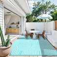 thumbnail image 6 of Moynesa Waterproof Outdoor Rug 6'x9', Reversible Plastic Straw Rug, Large Outside Patio Area Rug, Portable Camper RV Mat, Outdoor Carpet for Picnic Balcony Backyard Porch Deck, Blue, 6 of 7