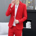 thumbnail image 1 of Traje (Blazer + Pantalones) moda masculina Casual caballero trabajo Color sólido tendencia al aire libre negocios boda ligero traje de banquete de lujo, 1 of 5