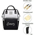 thumbnail image 4 of Dream Embroidery Personalized Large Diaper Bag with Insulated Pockets, Black/Grey, 4 of 6