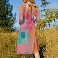 thumbnail image 5 of Abstract Colorful Gridded Artwork Women's Fall Dresses Casual Loose Flowy Swing Shift Dress, 5 of 9