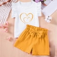 thumbnail image 2 of CAUYDY Baby Girl Clothes Toddler Summer Outfits Sleeveless Ruffle Tank Top Shorts Sets for Infant Girls 6 9 12 18 24 Months Kids Girls 3T 4T 5T 6T 7T (Sizes 3-4 Years,F02-Yellow), 2 of 6