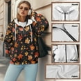 thumbnail image 6 of FOR U DESIGNS Thanksgiving Zipper Hooded Sweatshirt Womens Long Cardigan Oversized Hoodies Size M Long Sleeve Maple Leaf Hoodie for Women Down-Shoulder Collar Sportswear, 6 of 7