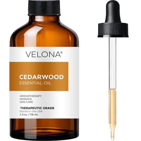 Cedarwood Essential Oil by Velona - 4 oz | Hair Care, Skin Care | Aromatherapy Oil, Diffuser, Topical Use