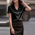 thumbnail image 6 of Liweisiy Women's Stain Silk Blouse Collared Short Sleeve Button Down Shirts Summer Dressy Bussiness Office Tops Black L, 6 of 6