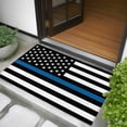 thumbnail image 5 of 2x3 Door Mat Rug, Blue White American Police Flag Non-Skid Rubber Backing Large Rectangle Rugs - Living Room Bedroom Home Office, Honoring Law Enforcement Officers Indoor Floor Carpets Washable Rug, 5 of 9