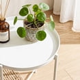 thumbnail image 3 of Mesa Lateral FurnitureR Mesa de Centro Blanca con Bandeja Auxiliar Metal Moderno, 3 of 8