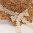 thumbnail image 4 of Lispipm Baby Girl Straw Hat Bowknot Outdoor Beach Sun Hats Infant Toddler Girls Vacation Ruffle Caps with Lace Starp Brown 2-6 Years, 4 of 5