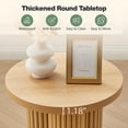 thumbnail image 6 of Wirrytor Side Table, Small Round End Table with Fluted Accent, Mid-Century Modern Nightstand for Small Space Living Room, (Oak), 6 of 9