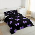 thumbnail image 3 of Castle Fairy Cute Bowtie 3 Pieces Queen Comforter Set for Teens Femalemen,Dreamy Princess Ribbon Bow Ultra Soft Bedding Sets,Black Purple Bedding Comforter Set Breathable,Breathable Home Decor, 3 of 8