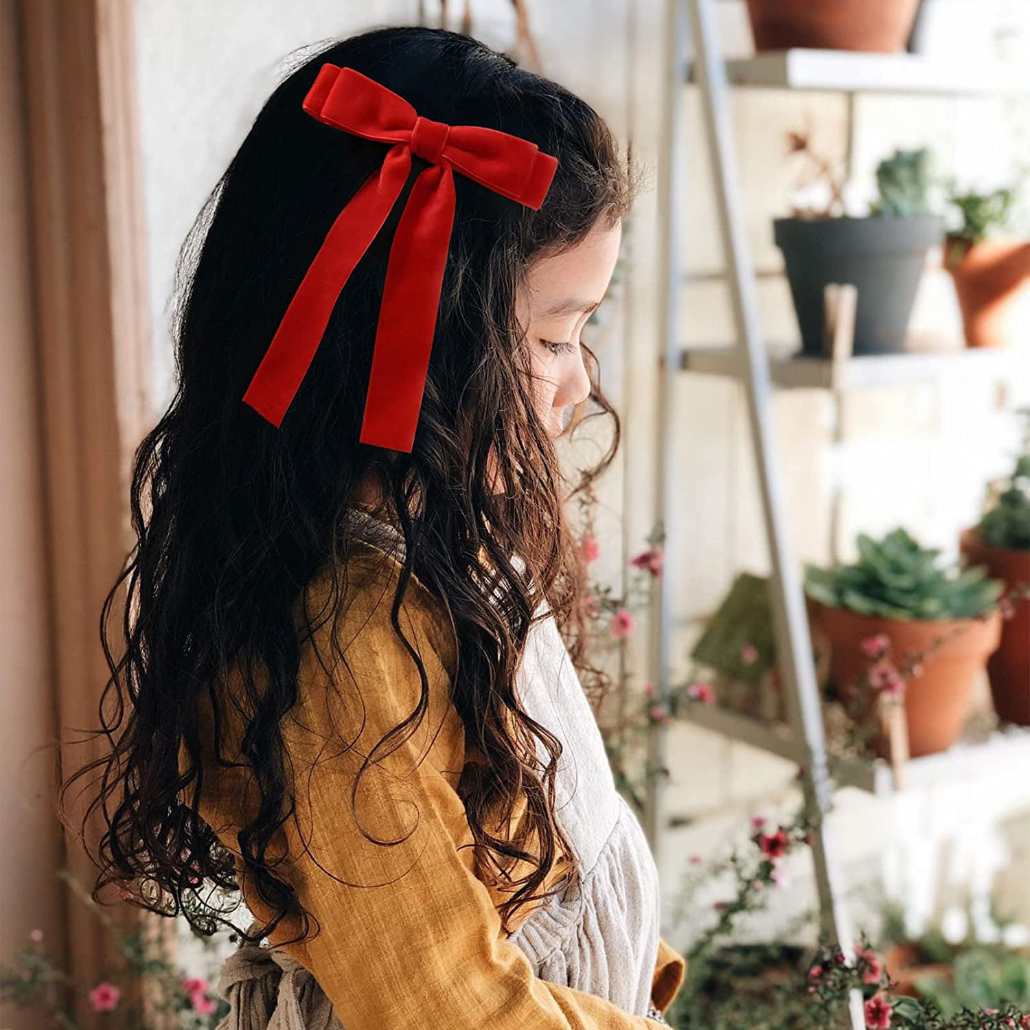 2PCS Velvet Hair Bows Red Hair Ribbon Clips Big Fall Alligator Clips Hair  Accessories for Women Girls Toddlers Kids Baby