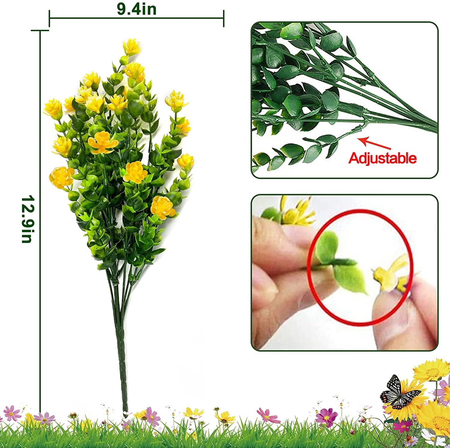 20 Bundles Artificial Flowers for Outdoor Decoration, Fall Decoration UV Resistant Faux Outdoor Plastic Greenery Shrubs Plants Fake Flowers Home Garden Fall Decor(Orange Red)