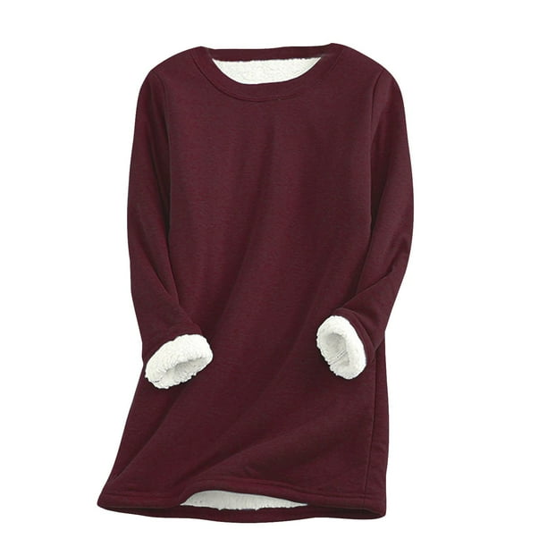 Sudadera informal de felpa gruesa para mujer, cálida, de terciopelo, con cuello redondo, para el invierno, prenda interior.