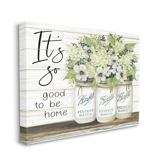 Stupell Industries So Good To Be Home Phrase Charming Floral Bouquet Canvas Wall Art Design by Cindy Jacobs, 36" x 48"