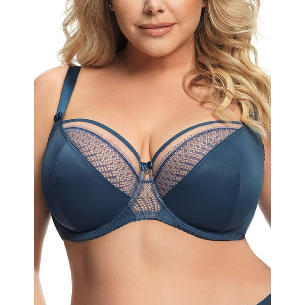 Gorsenia Faro K636-NIE Blue Embroidered Non-Padded Underwired Full Cup Bra  30I (G UK) 